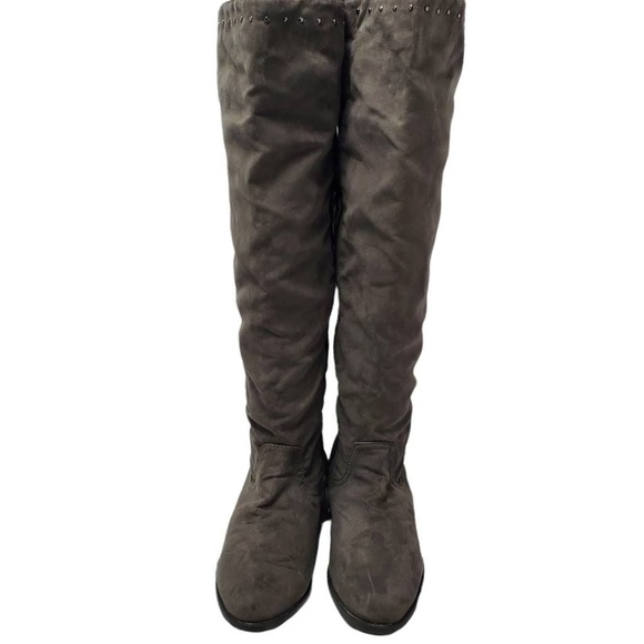 Lime Light Joaquin Faux Suede Studded Knee High Tall Gray Riding Boots Size 9 - Picture 7 of 12